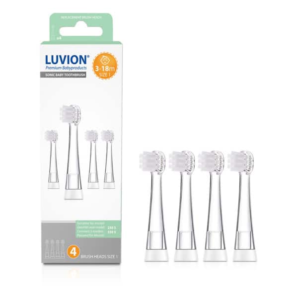 Afbeelding van de luvion baby tandenborstel opzetborstels voor 3 tot 18 maanden